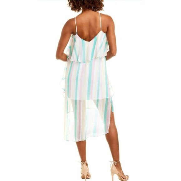 NEW BCBGeneration Tiered Ruffle Dress Womens Size Small Multi Striped Sleeveless - Picture 2 of 16